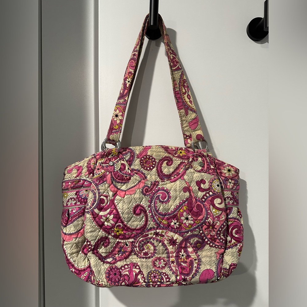 Vera Bradley Pink and Cream Paisley Shoulder Bag